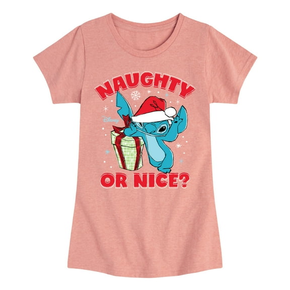 Lilo & Stitch - Naughty Or Nice - Girls Fitted Short Sleeve Tee