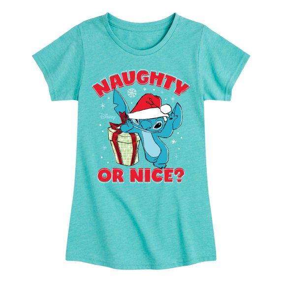 Lilo & Stitch - Naughty Or Nice - Girls Fitted Short Sleeve Tee