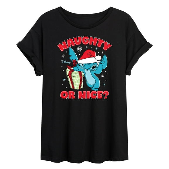 Lilo & Stitch - Naughty Or Nice - Juniors Ideal Flowy Muscle T-Shirt