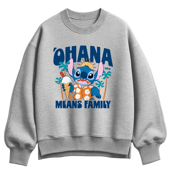 Lilo & Stitch - Ohana Family Fun Stitch - Women's Oversized Fleece Crew Sweatshirt