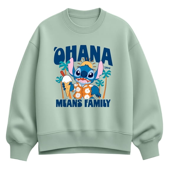 Lilo & Stitch - Ohana Family Fun Stitch - Women's Oversized Fleece Crew Sweatshirt