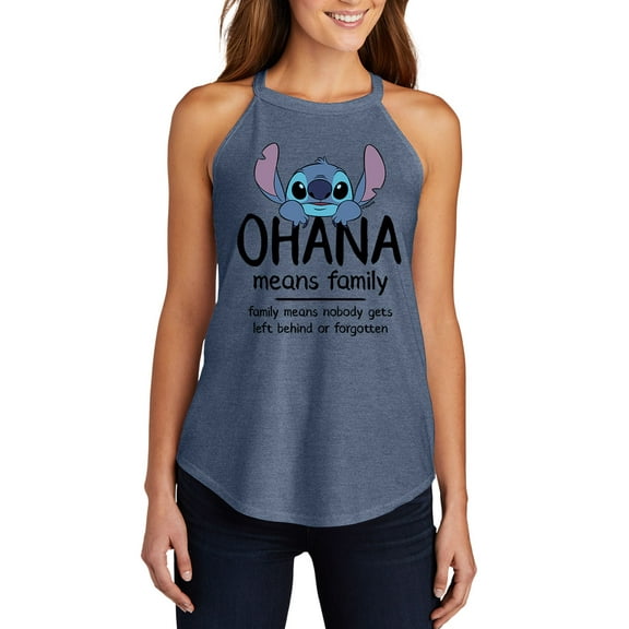 Lilo & Stitch - Ohana Means Family - Juniors High Neck Tank Top