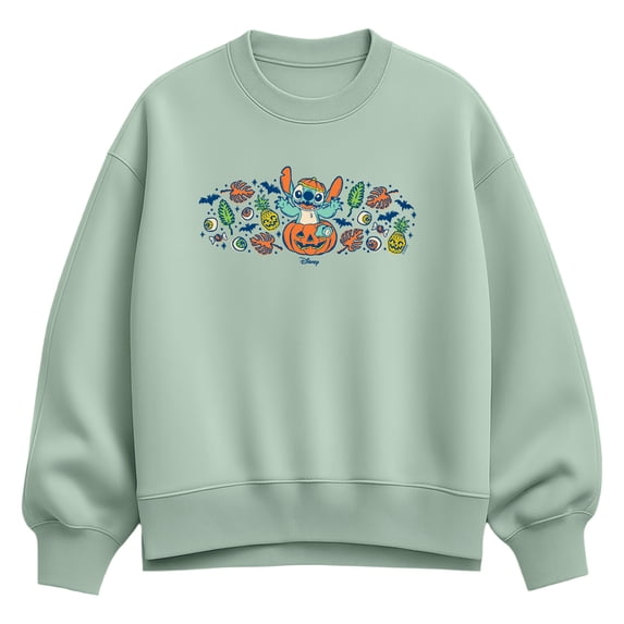 Lilo & Stitch - Pumpkin Florals - Women's Oversized Fleece Crew Sweatshirt