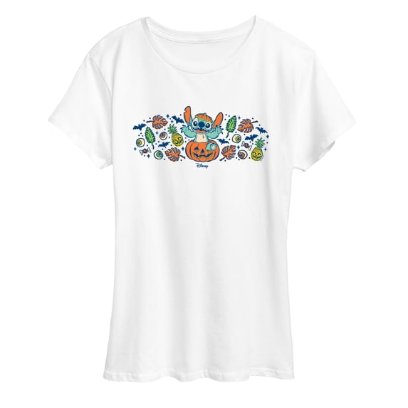 Lilo & Stitch - Pumpkin Florals Short Sleeve Graphic T-Shirt