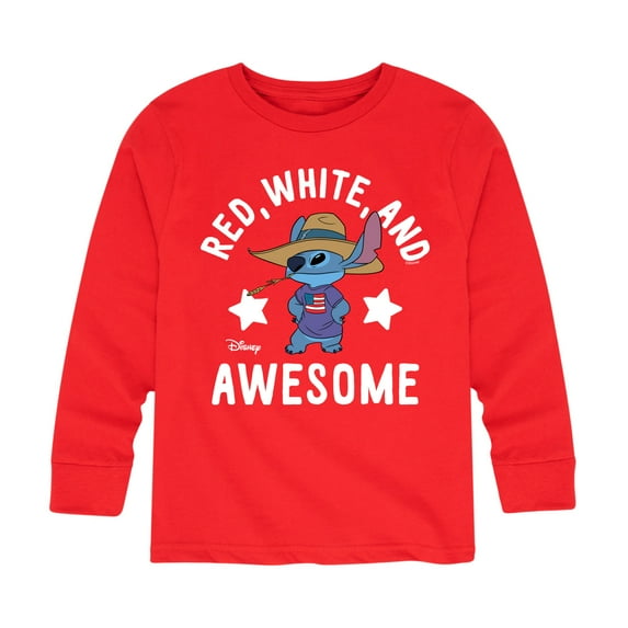Lilo & Stitch - Red White And Awesome - Youth Long Sleeve Graphic T-Shirt