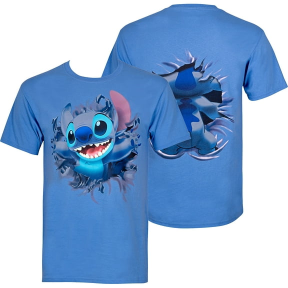 Lilo & Stitch Short Sleeve Crew Neck T-Shirt Bursting Through T-Shirt (Men's)
