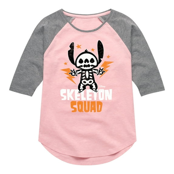 Lilo & Stitch - Skeleton Squad - Toddler And Youth Girls Raglan Graphic T-Shirt