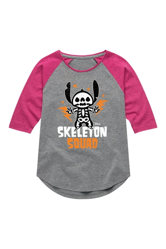 - Skeleton Squad - Toddler And Youth Girls Raglan Graphic T-Shirt