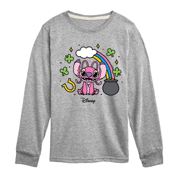 Lilo & Stitch - St Paddys Angel  - Youth Boys Long Sleeve Graphic T-Shirt