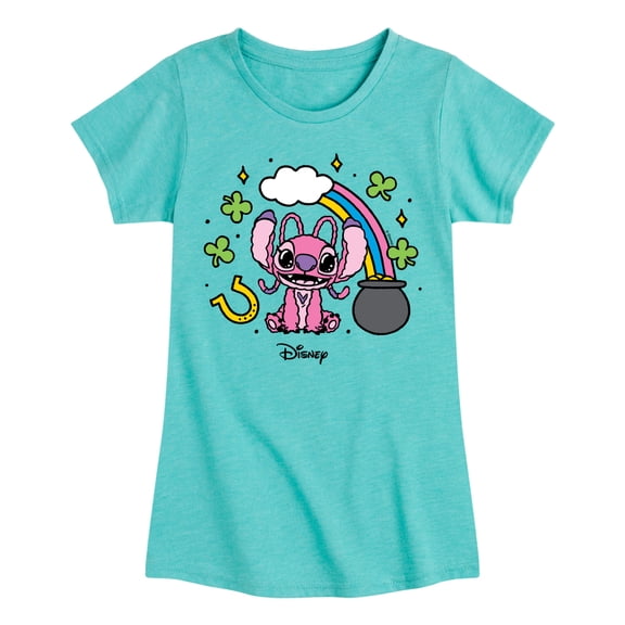 Lilo & Stitch - St Paddys Angel - Youth Girls Fitted Short Sleeve T-Shirt