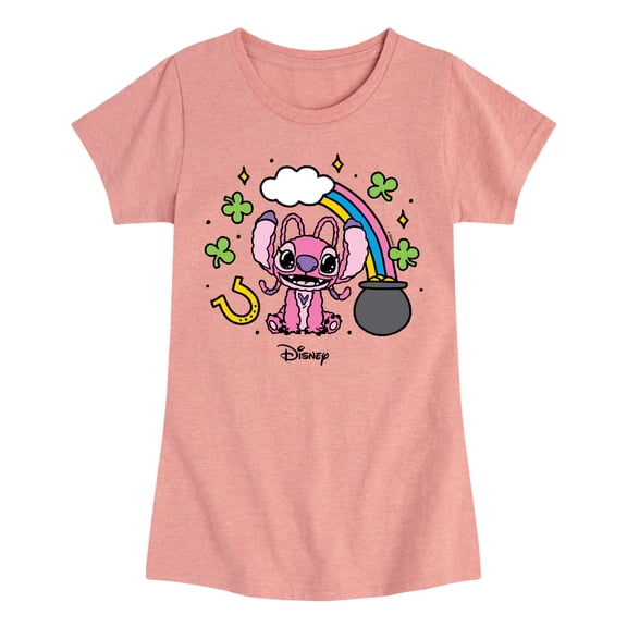 Lilo & Stitch - St Paddys Angel  - Youth Girls Fitted Short Sleeve T-Shirt