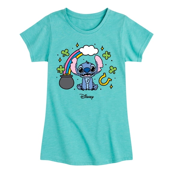 Lilo & Stitch - St Paddys Stitch - Youth Girls Fitted Short Sleeve T-Shirt