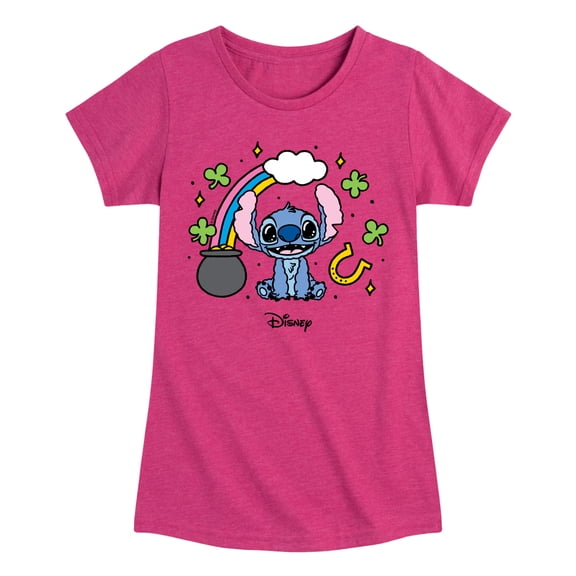 Lilo & Stitch - St Paddys Stitch  - Youth Girls Fitted Short Sleeve T-Shirt