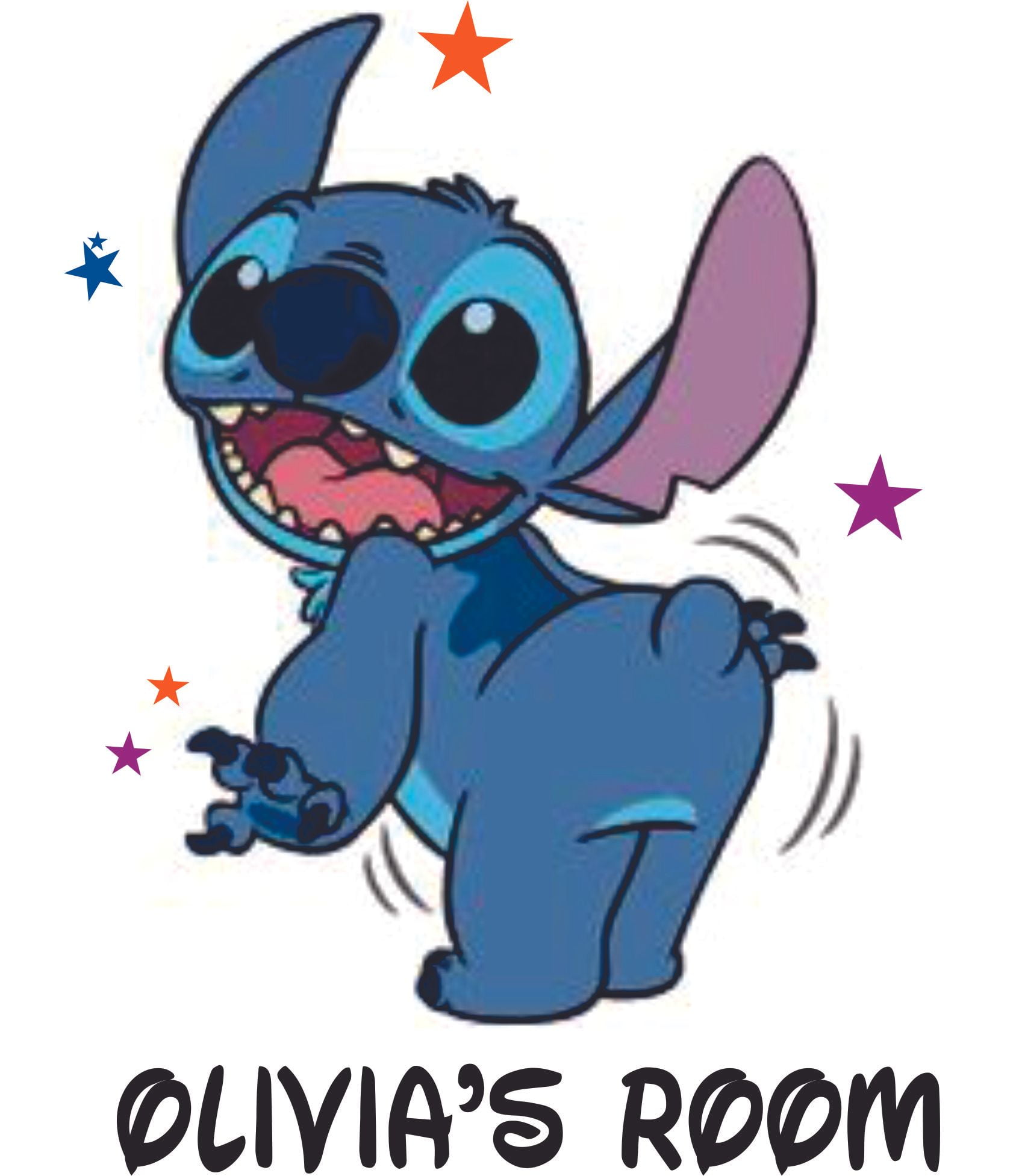 Lilo and Stitch Stars Wiggle Cartoon Customized Wall Decal - Custom Vinyl  Wall Art - Personalized Name - Baby Girls Boys Kids Bedroom Wall Decal Room  Decor Wall Stickers Decoration Size (20x18