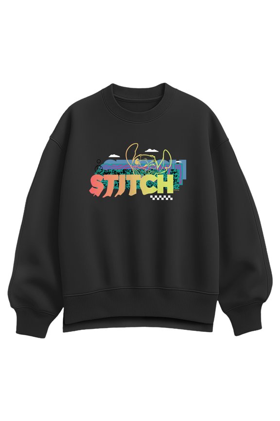 - Stitch 90s Pattern - Women's Oversized Fleece Crew Sweatshirt