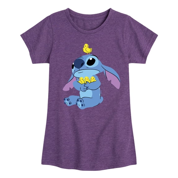 Lilo & Stitch - Stitch And Chicks Girls' Fitted Short Sleeve Graphic T-Shirt