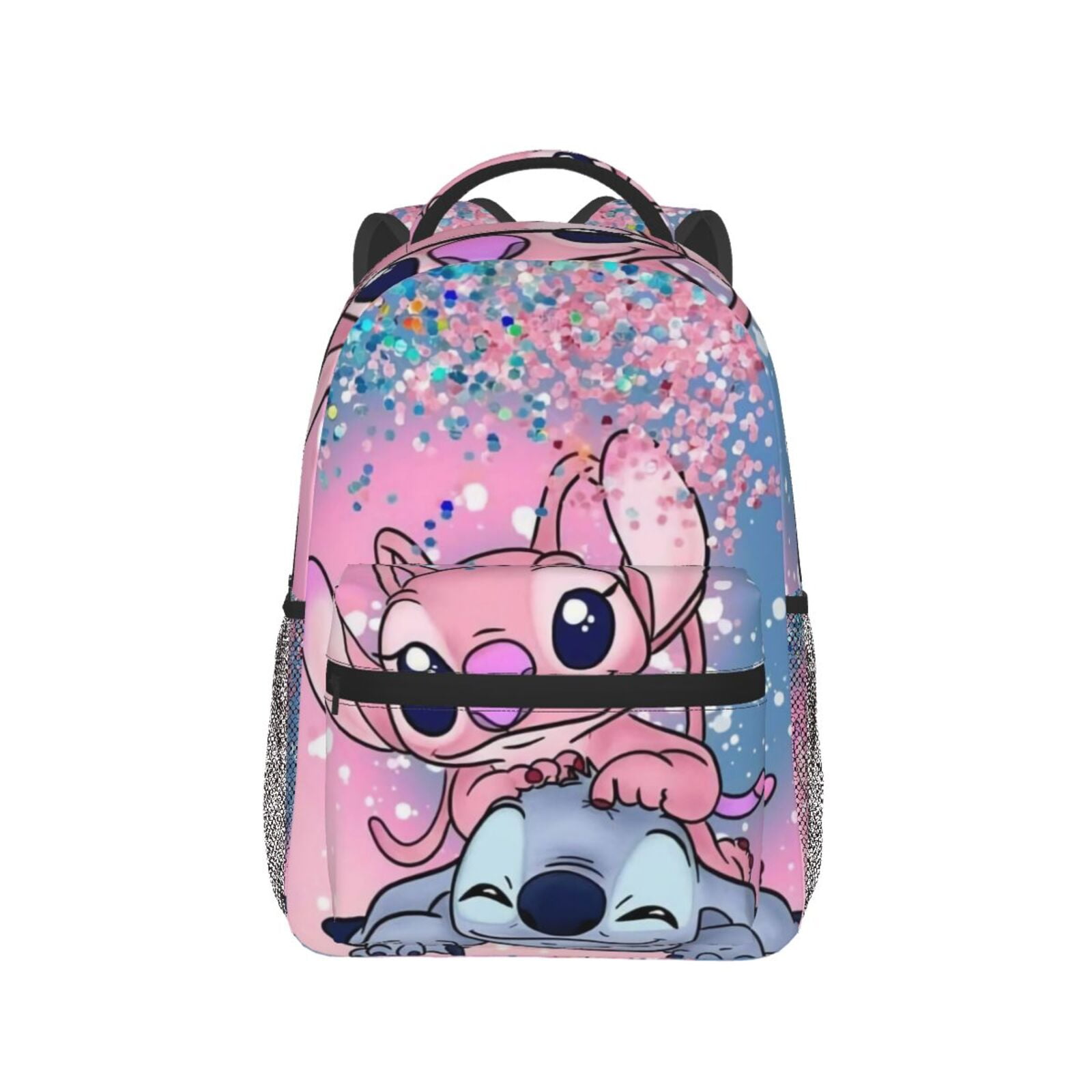 Lilo \u0026 Stitch - Stitch \u0026 Angel Backpack,Polyester Canvas Casual Laptop Backpack for Women Men Durable Travel Daypack with Multiple Pockets