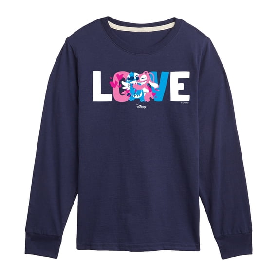 Lilo & Stitch - Stitch & Angel Love - Youth Boys Long Sleeve Graphic T-Shirt