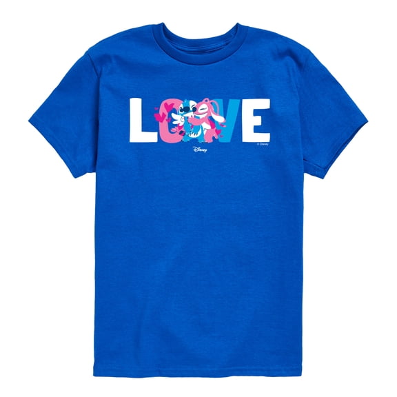 Lilo & Stitch - Stitch & Angel Love - Youth Boys Short Sleeve Graphic T-Shirt