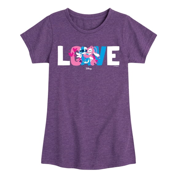 Lilo & Stitch - Stitch & Angel Love - Youth Girls Fitted Short Sleeve T-Shirt