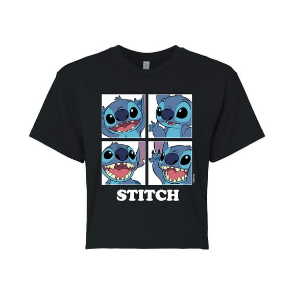 Lilo & Stitch - Stitch Blocks - Juniors Cropped Cotton Blend T-Shirt