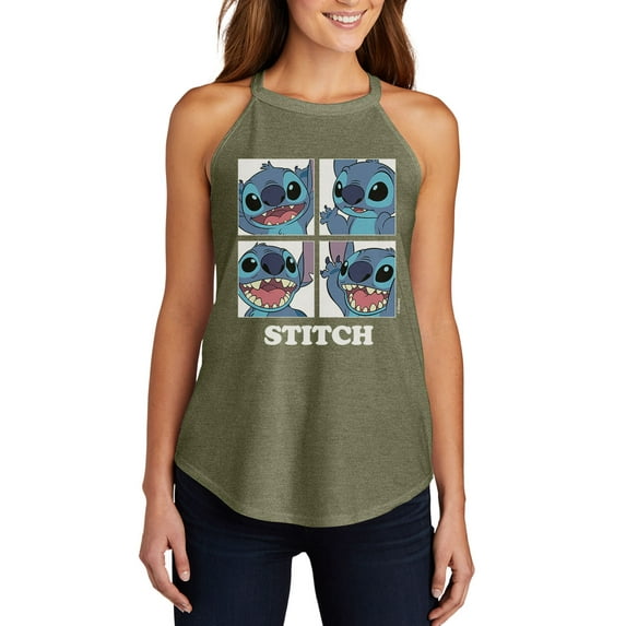 Lilo & Stitch - Stitch Blocks - Juniors High Neck Tank Top