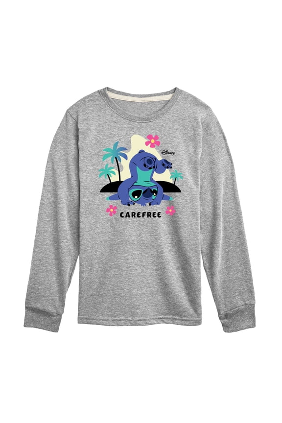 - Stitch Carefree - Youth Boys Long Sleeve Graphic T-Shirt