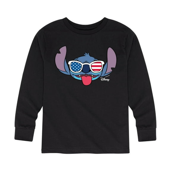 Lilo & Stitch - Stitch Flag Glasses - Youth Long Sleeve Graphic T-Shirt
