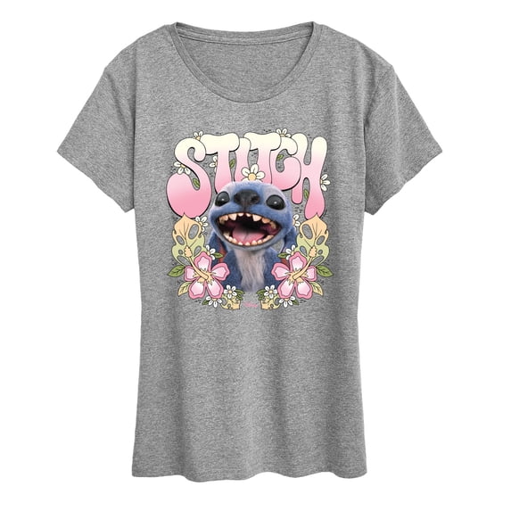 Lilo & Stitch - Stitch Floral Frame Short Sleeve Graphic T-Shirt