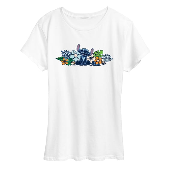 Lilo & Stitch - Stitch Flowers - Women's Short Sleeve Graphic T-Shirt
