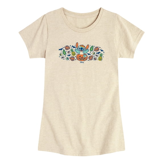 Lilo & Stitch - Stitch Halloween Pumpkin Toddler Girls' Toddler Short Sleeve Graphic T-Shirt