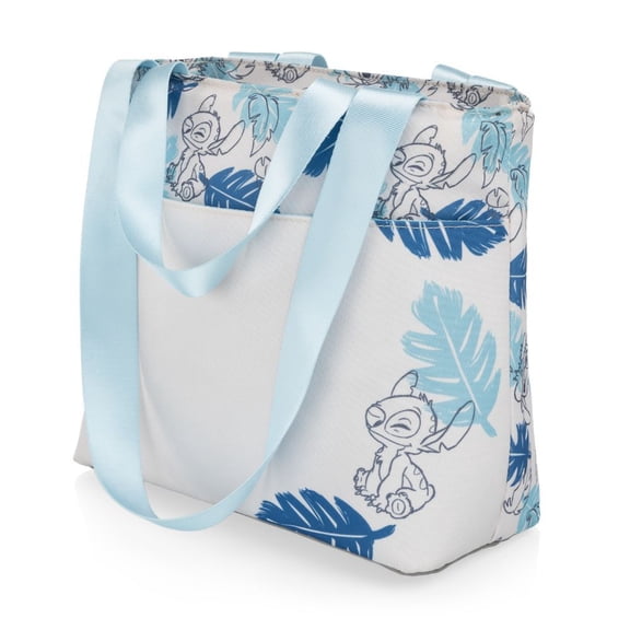 Oniva Disney Lilo and Stitch 6-Can Cooler Tote Bag, White with Blue Leaf Design