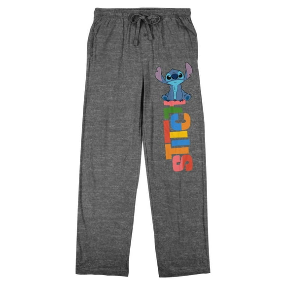 Lilo & Stitch Stitch Logo and Text Men's Heather Gray Pajama Pants-XL
