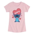 thumbnail image 1 of Lilo & Stitch - Stitch Luv Heart - Youth Girls Fitted Short Sleeve T-Shirt, 1 of 4