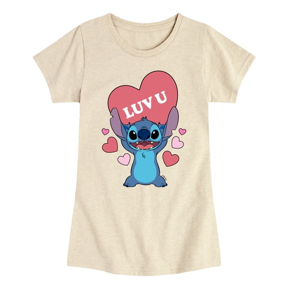 Lilo & Stitch - Stitch Luv Heart - Youth Girls Fitted Short Sleeve T-Shirt