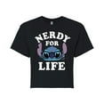 thumbnail image 1 of Lilo & Stitch - Stitch Nerdy For Life - Juniors Cropped Cotton Blend T-Shirt, 1 of 4