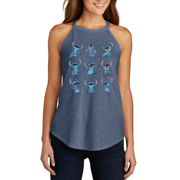 Lilo & Stitch - Stitch Pose Grid - Juniors High Neck Tank Top