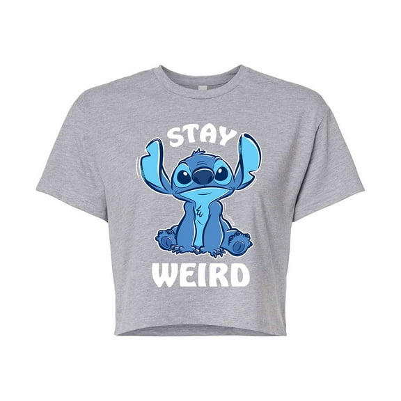 Lilo & Stitch - Stitch Stay Weird - Juniors Cropped Cotton Blend T-Shirt