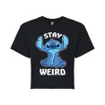 thumbnail image 1 of Lilo & Stitch - Stitch Stay Weird - Juniors Cropped Cotton Blend T-Shirt, 1 of 4