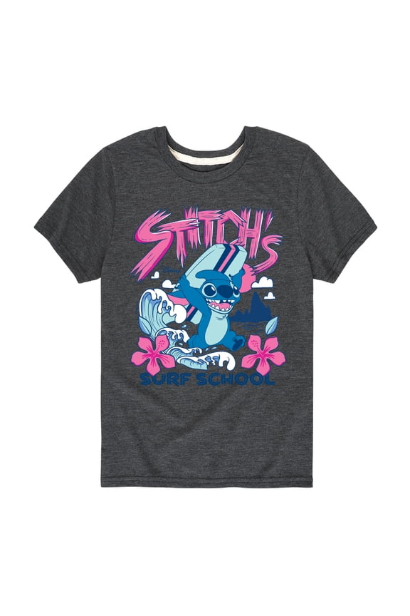 - Stitch Surf School - Youth Boys Short Sleeve Graphic T-Shirt