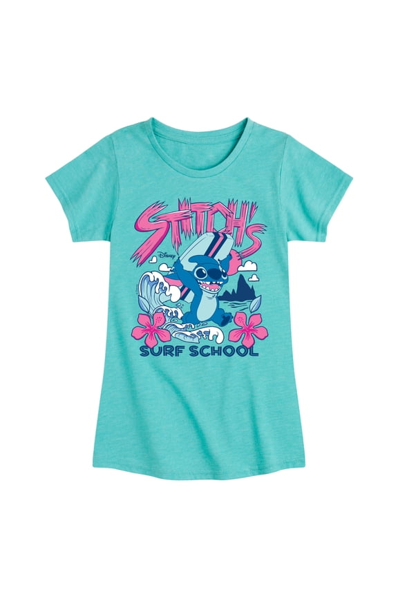 - Stitch Surf School - Youth Girls Fitted Short Sleeve T-Shirt