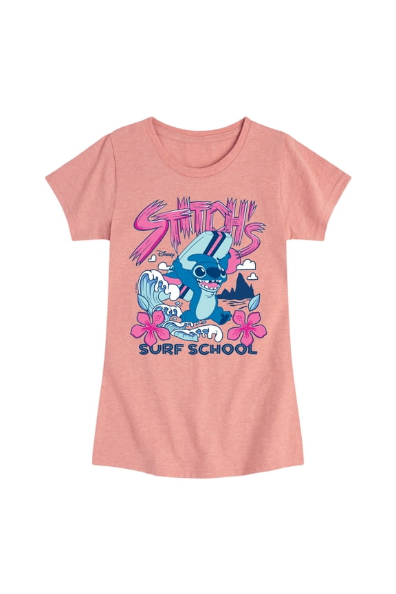 - Stitch Surf School - Youth Girls Fitted Short Sleeve T-Shirt