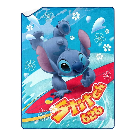Lilo & Stitch Techno Ohana Kids Silk Touch Throw Blanket with Sherpa Reverse, 46 x 60 inches Blue