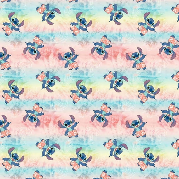 Lilo Stitch Tie-Dye Waves Cotton Fabric