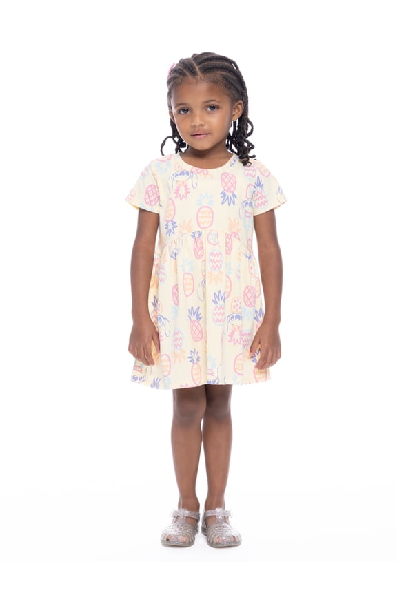 Toddler Girl Allover Print Dress with Short Sleeves, Sizes 12M-5T