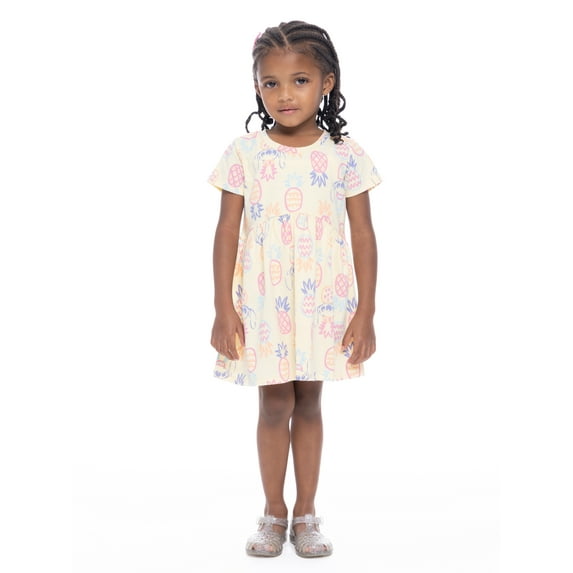 Lilo & Stitch Toddler Girl Allover Print Dress with Short Sleeves, Sizes 12M-5T