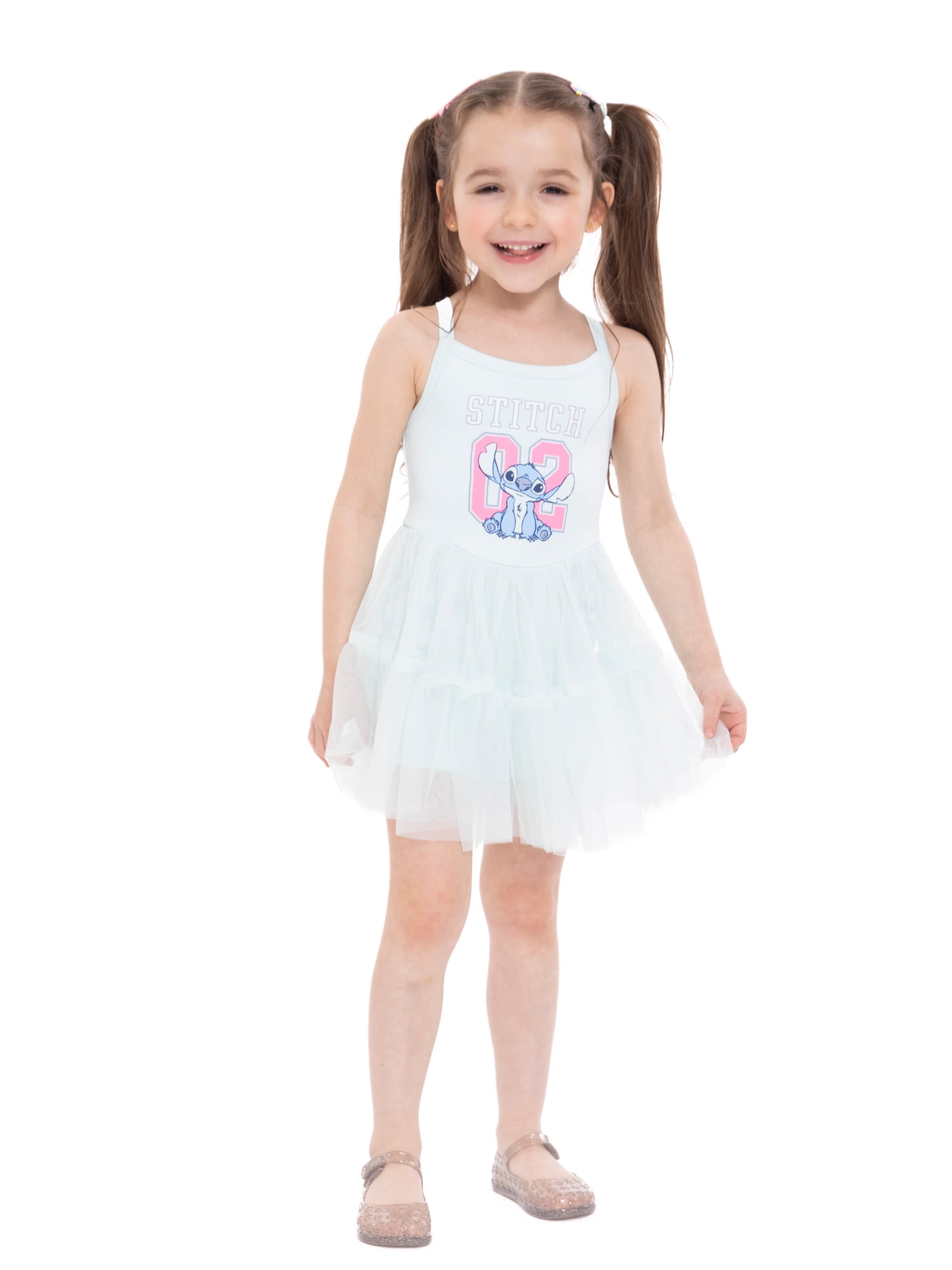 Stitch Toddler Girls' Sleeveless Romper with Tulle Skirt