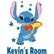 DESIGN WITH VINYL Lilo and Stitch Toy Gun Cartoon Customized Wall Decal - Custom Vinyl Wall Art - Personalized Name - Baby Girls Boys Kids Bedroom Wall Decal Room Decor Wall Stickers Decoration Size (40x35 inch)