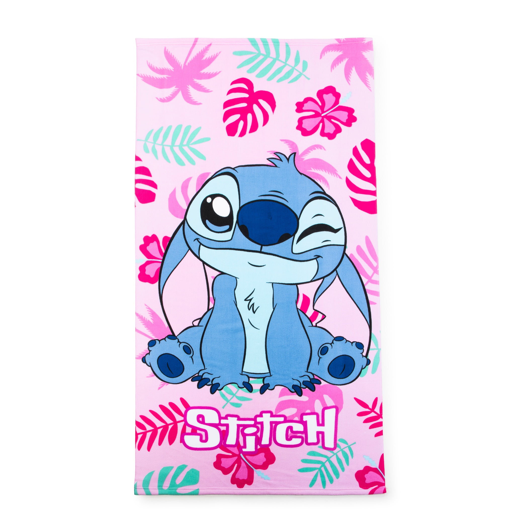 Lilo & Stitch Tropical Treasure 28" x 58" Kids Beach Towel, Cotton, Pink, Disney