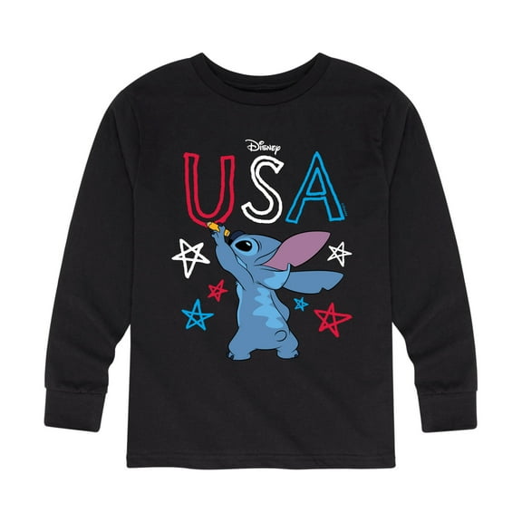 Lilo & Stitch - USA Stitch Drawing - Youth Long Sleeve Graphic T-Shirt